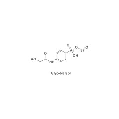 Glycobiarsol  flat skeletal molecular structure Antiprotozoal drug used in amoebiasis treatment. Vector illustration.