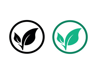  Eco icon green leaf vector illustration isolated.  Minimalist logo of a plant, nature, a sprout, a tree. People and plant natural logo, sun leaf ecology symbol and botany health icon