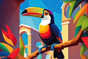 Toucan captured in Cartagena, Colombia, on film. Generative AI