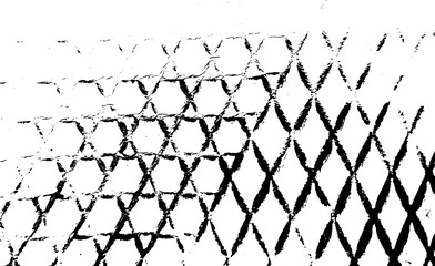 Monochrome texture composed of irregular graphic elements. Distressed uneven grunge background. Abstract vector illustration. Overlay for interesting effect and depth. Isolated on white background.
