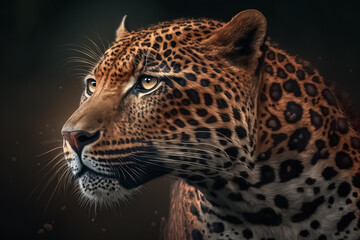 Fototapeta na wymiar Jaguar closeup portrait. Jaguar, portrait animal, cheetah, leopard, front view on black background. generative ai 