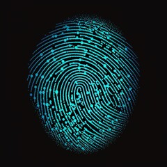  fingerprint isolated on black background.