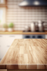 Wooden countertop on a washed out kitchen counter