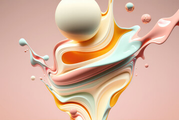 Ai artwork of blended pastel colors against beige background - obrazy, fototapety, plakaty