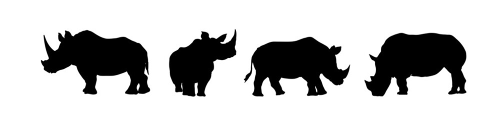 set of rhino silhouettes