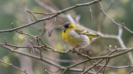 Siskin perched /Spinus spinus