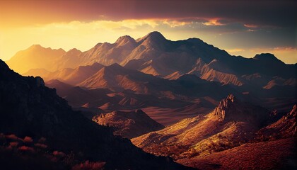  Majestic Mountain Range at Sunset