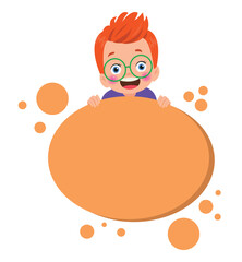 empty round text space and cute boy