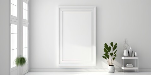 Create a simulated frame in a bright white home interior setting, Generative AI