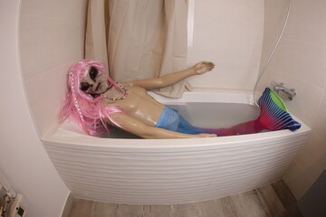 Spooky mermaid in the bathtub