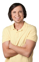 happy man with arms crossed portrait