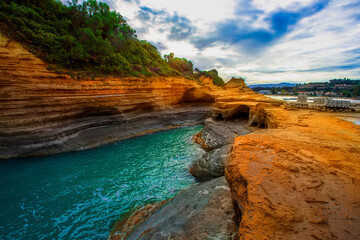 Sidari resort, famous Canal Damour  (Canal of love) , amazing coast of popular island of Greece - Corfu (Kerkyra) , Europe