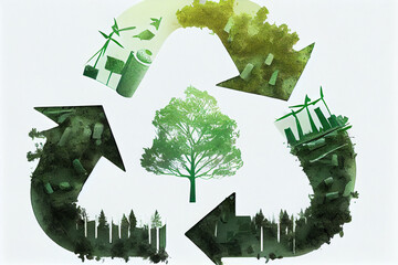 grünes Recycling-Symbol als Symbol für Umweltbewusstsein - Generative Ai