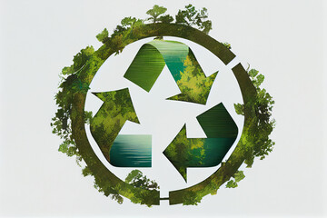 Grünes Recycling-Symbol als Symbol für Umweltbewusstsein - Generative Ai - obrazy, fototapety, plakaty