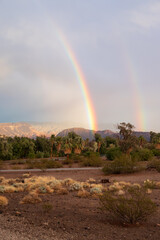 Clouds and double rainbow over Lake Mead