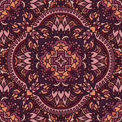 Abstract victorian style ornamental textile design. Ethnic Bohemian seamless pattern.