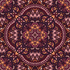 Abstract victorian style ornamental textile design. Ethnic Bohemian seamless pattern.