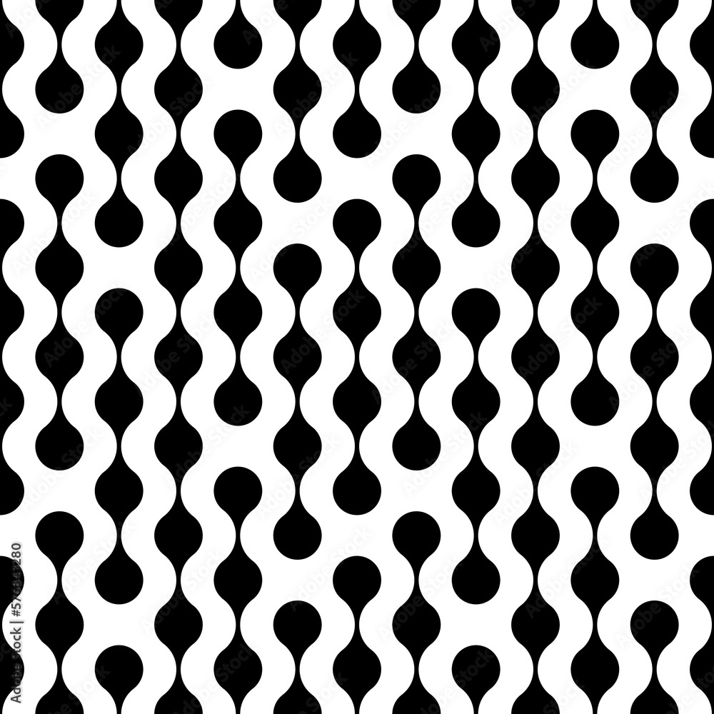 Poster circle seamless pattern. repeating black dot on white background. repeated metaball wallpaper. abstr