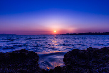 A sunset over the ocean