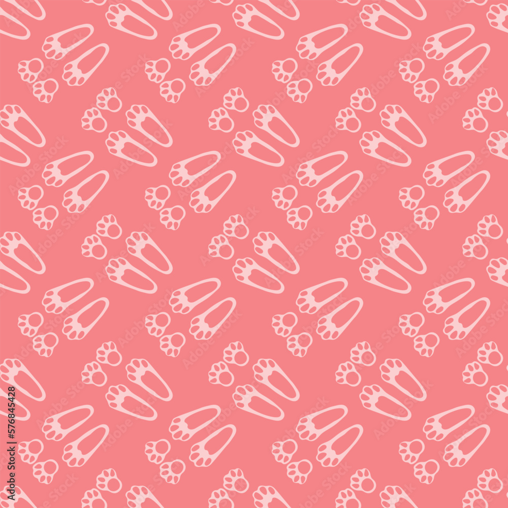 Poster footprints rabbit vector seamless pattern. vector illustration.