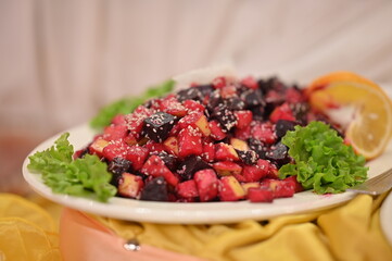 Bowl of healthy fresh fruit salad
