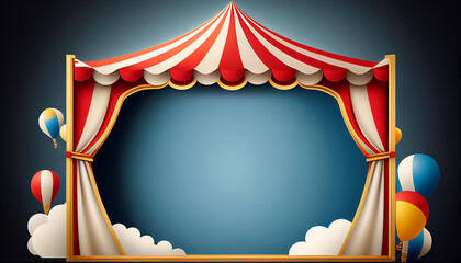 Circus frame background , circus tant background with copy space , Generative AI - obrazy, fototapety, plakaty