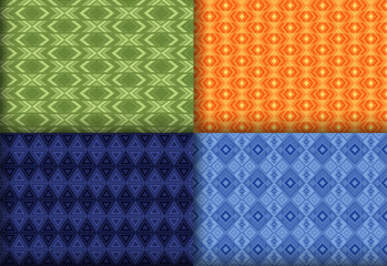 Stylish geometry rhombus seamless pattern package. Arabian tracery ethnic patterns. Rhombus diamond geometric vector repeat backdrop collection. Monochrome background swatches.