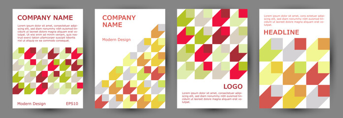Obraz premium Commercial brochure cover layout collection geometric design. Minimalist style digital folder
