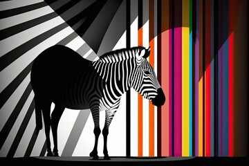 Zebra Stripes. Mix and match stripes of black and white. Colorful Abstract Artwork on a Fabric Print Background. Generative AI