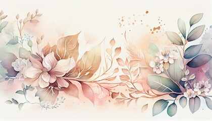 A delicate and charming watercolor background with soft pastel colors and intricate floral patterns. generative AI