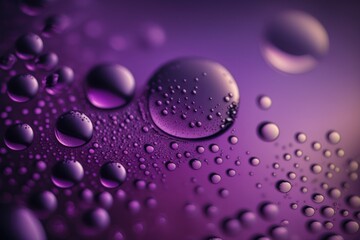 Velvet violet colored rain drops background, water droplet texture. AI generated. Background with selective focus