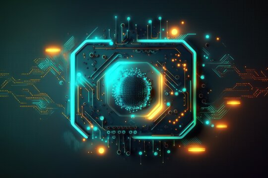 Abstract technology background. AI generated, human enhanced. Background with selective focus