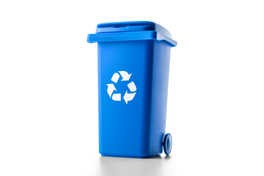 Separation recycle. Blue dustbin for recycle paper trash isolate