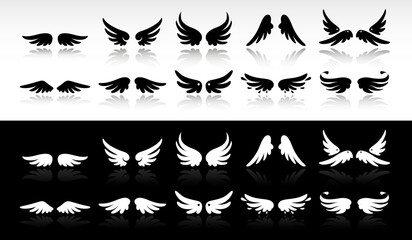 Wings icons set. Vector Wings