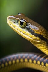 Fototapeta premium illustration, an asian vine snake resting on a branch, generative ai