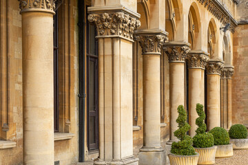 Detail of the facade pillar at Walton Hall in Warwickshire