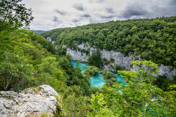 view on a lake in plitvice national park in Croatia