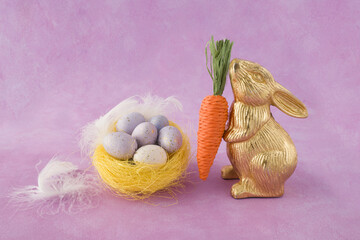 Fototapeta na wymiar Image of colorful Easter background with eggs