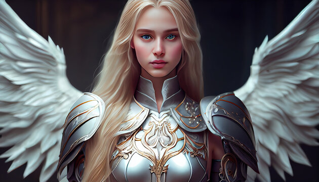 white female angel warrior