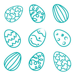 Seamless pattern. Easter eggs. Multicolored and line drawing of eggs. Funny eggs.