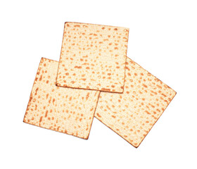 Jewish flatbread matza for Passover isolated on white background