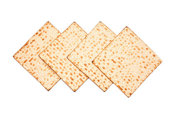 Jewish flatbread matza for Passover isolated on white background