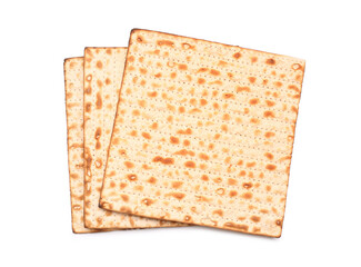 Jewish flatbread matza for Passover isolated on white background