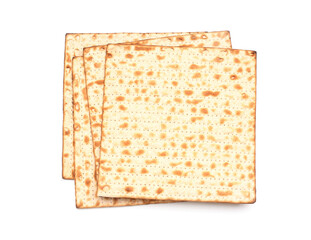 Jewish flatbread matza for Passover isolated on white background