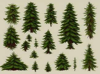 Obraz premium Coniferous Wonder: Botanic Art of Majestic Conifers, Created with Generative AI Technology