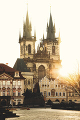 typical Prague cityscape. You can see Prague house facades and the Charles Bridge, also you can feel the Prague old town flair.