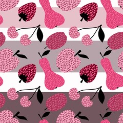 Cartoon fruit harvest seamless apples and pears and plums pattern for wrapping paper and fabrics and linens