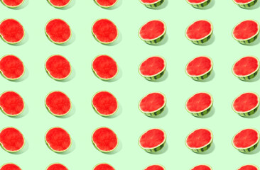 Pattern of watermelon on green pastel background