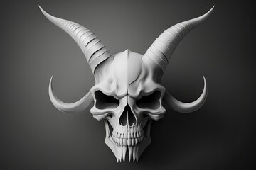 Fototapeta premium Demon's white skull with horns . Generative AI