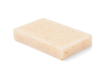 Natural soap bar on white background